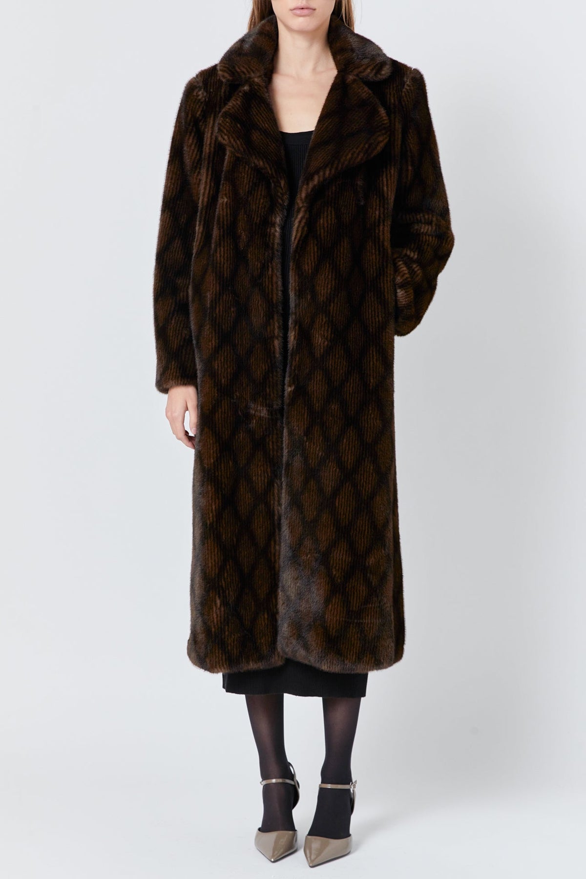 ENDLESS ROSE - Patterned Faux Fur Coat - COATS available at Objectrare
