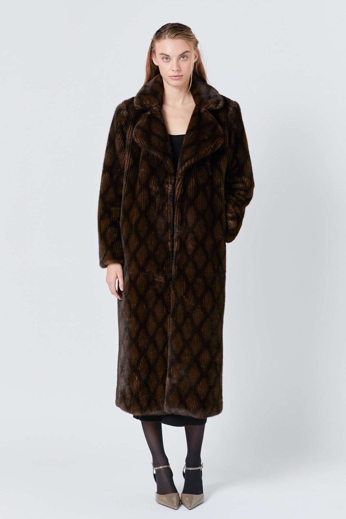 ENDLESS ROSE - Patterned Faux Fur Coat - COATS available at Objectrare