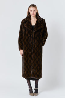 ENDLESS ROSE - Patterned Faux Fur Coat - COATS available at Objectrare