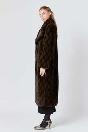 ENDLESS ROSE - Patterned Faux Fur Coat - COATS available at Objectrare
