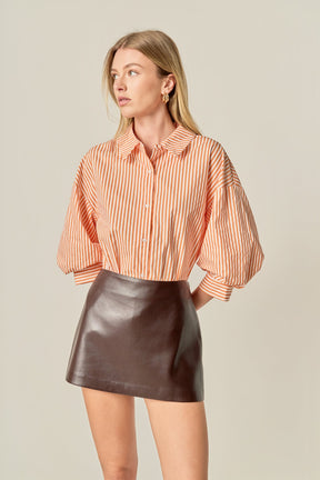 ENGLISH FACTORY - Harper Balloon Sleeve Striped Shirt - BLOUSES available at Objectrare