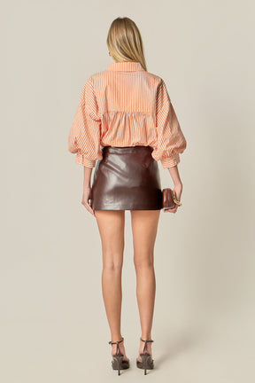 ENGLISH FACTORY - Harper Balloon Sleeve Striped Shirt - BLOUSES available at Objectrare