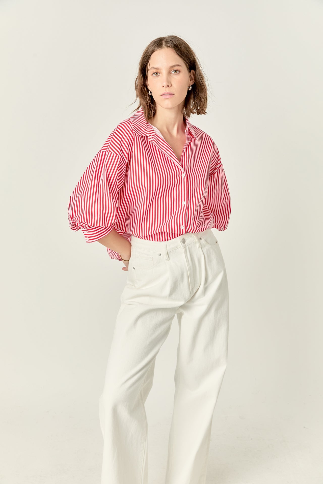 ENGLISH FACTORY - English Factory - Harper Balloon Sleeve Striped Shirt - SHIRTS & BLOUSES available at Objectrare