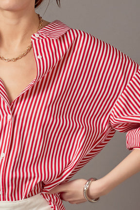 ENGLISH FACTORY - Harper Balloon Sleeve Striped Shirt - BLOUSES available at Objectrare