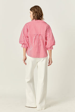 ENGLISH FACTORY - English Factory - Harper Balloon Sleeve Striped Shirt - SHIRTS & BLOUSES available at Objectrare