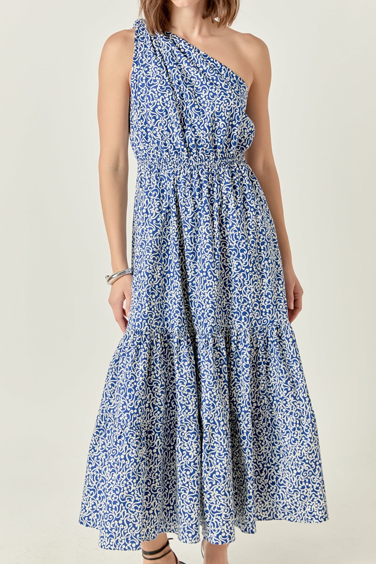Print One Shoulder Maxi Dress