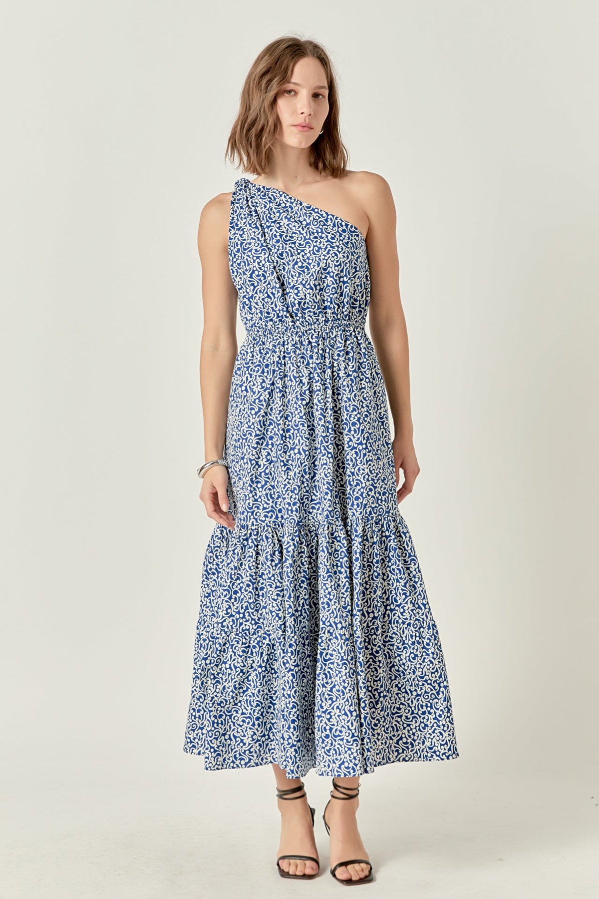 Print One Shoulder Maxi Dress