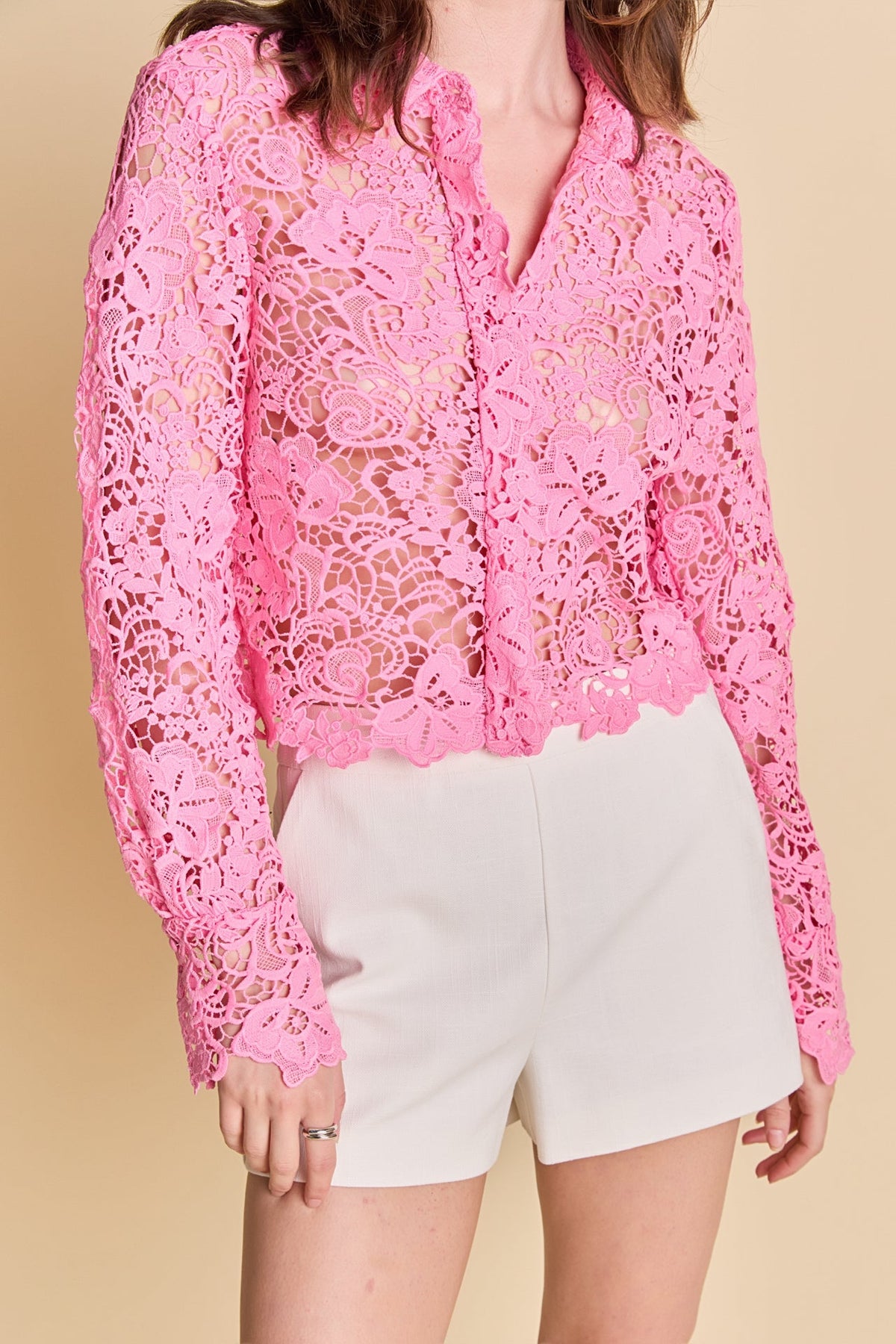 ENDLESS ROSE - Textured Sheer Long sleeve Top - TOPS available at Objectrare