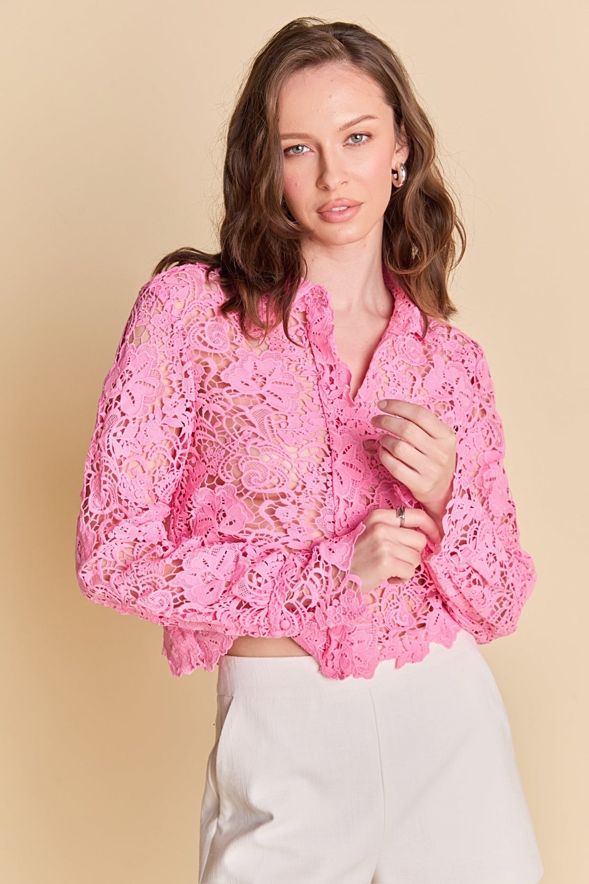 ENDLESS ROSE - Textured Sheer Long sleeve Top - TOPS available at Objectrare