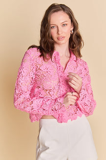 ENDLESS ROSE - Textured Sheer Long sleeve Top - TOPS available at Objectrare