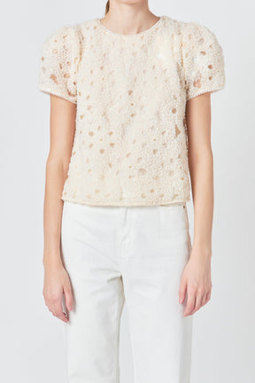 Pearl and Tulle Textured Top