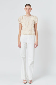 Pearl and Tulle Textured Top