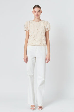 Pearl and Tulle Textured Top