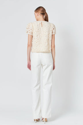 Pearl and Tulle Textured Top