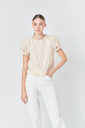 ENDLESS ROSE - Endless Rose - Pearl and Tulle Textured Top - TOPS available at Objectrare