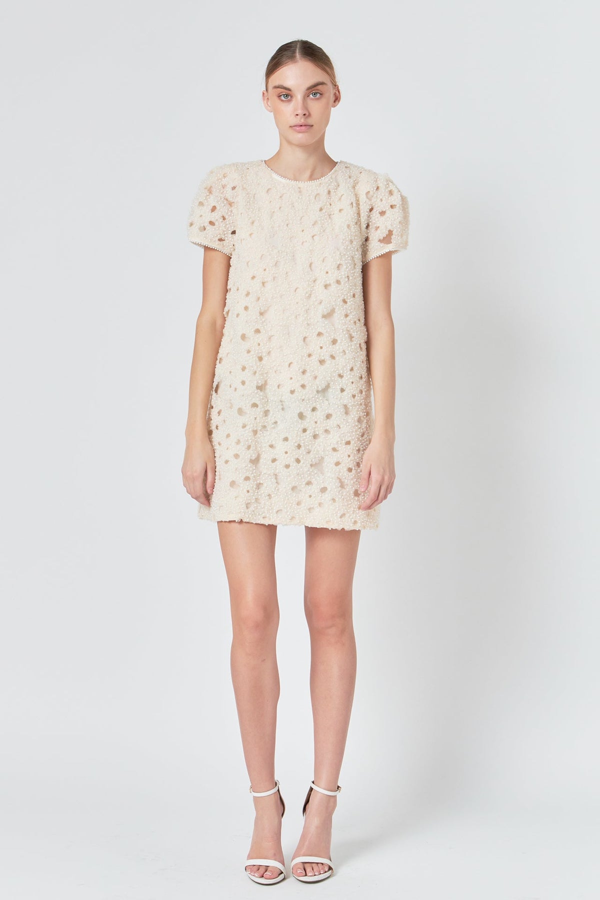 Pearl and Tulle Textured Mini Dress