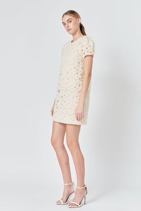 ENDLESS ROSE - Endless Rose - Pearl and Tulle Textured Mini Dress - DRESSES available at Objectrare