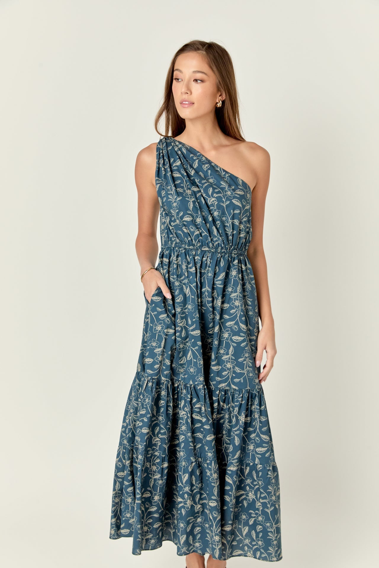 ENGLISH FACTORY - English Factory - Floral Print One Shoulder Maxi Dress - DRESSES available at Objectrare