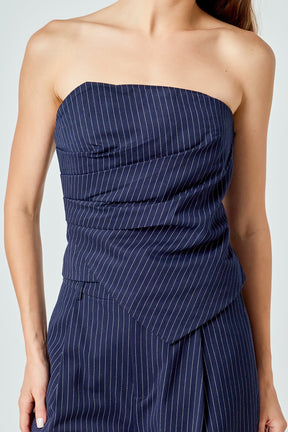 ENDLESS ROSE - Stripe Draped Corset Top - TOPS available at Objectrare