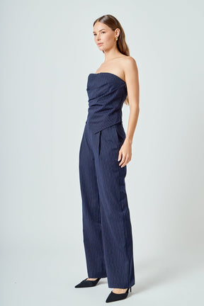 ENDLESS ROSE - Stripe Draped Corset Top - TOPS available at Objectrare