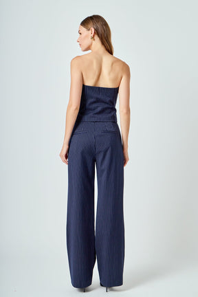 ENDLESS ROSE - Stripe Draped Corset Top - TOPS available at Objectrare