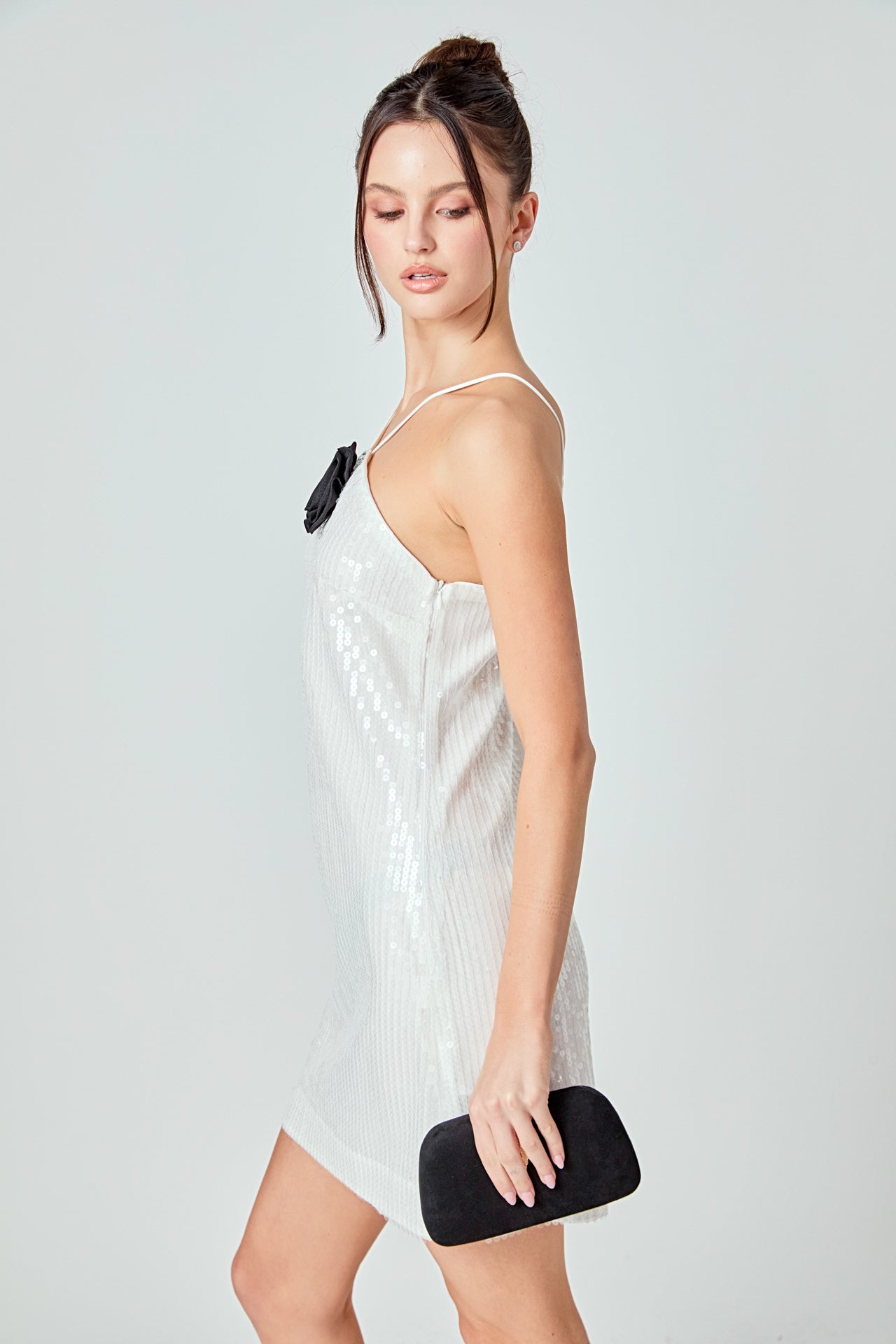 ENDLESS ROSE - Aimee Sequin Halter Mini Dress with Florette - DRESSES available at Objectrare