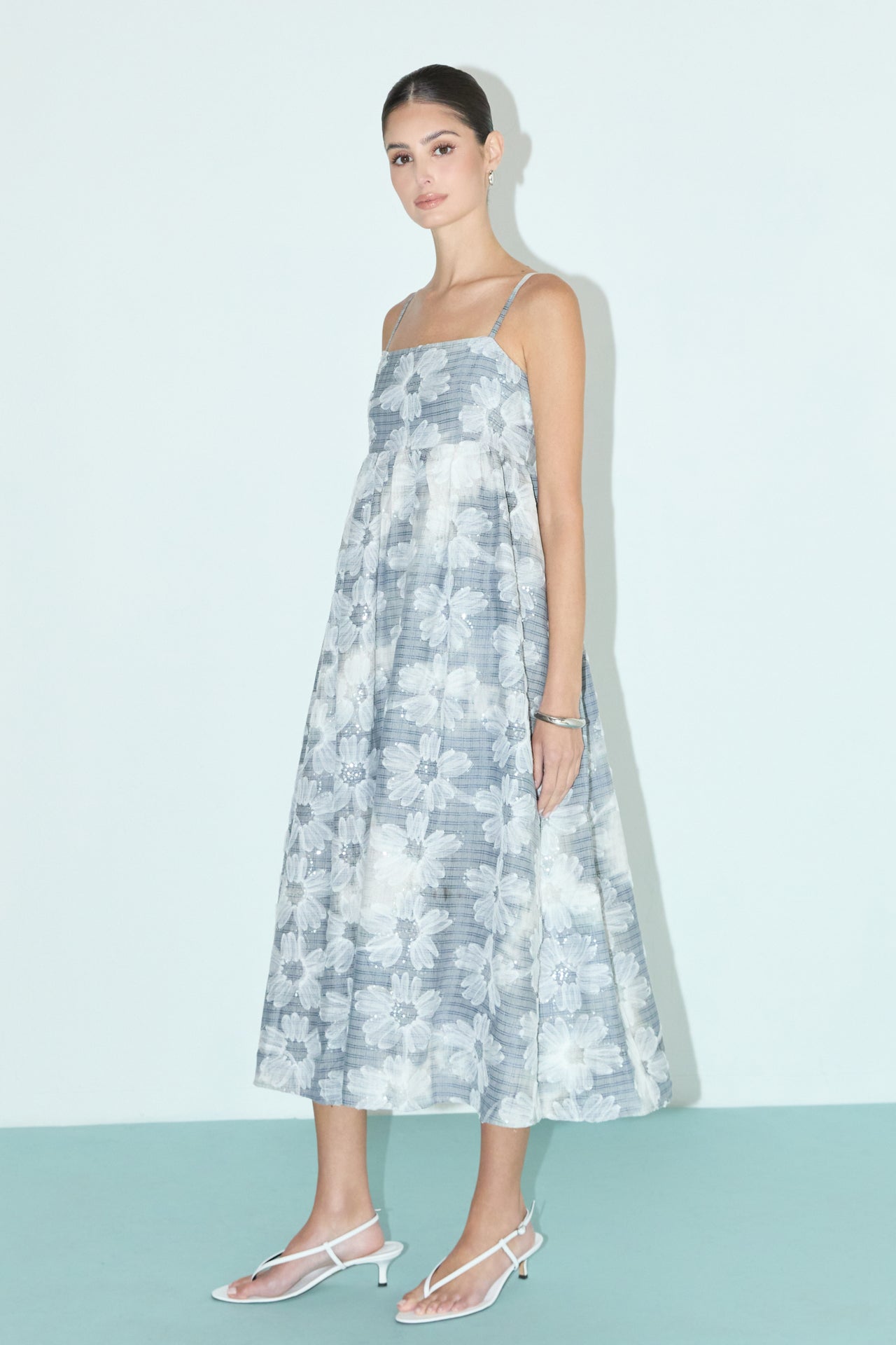 ENGLISH FACTORY - Floral Embroidery Sleeveless Midi Dress - DRESSES available at Objectrare