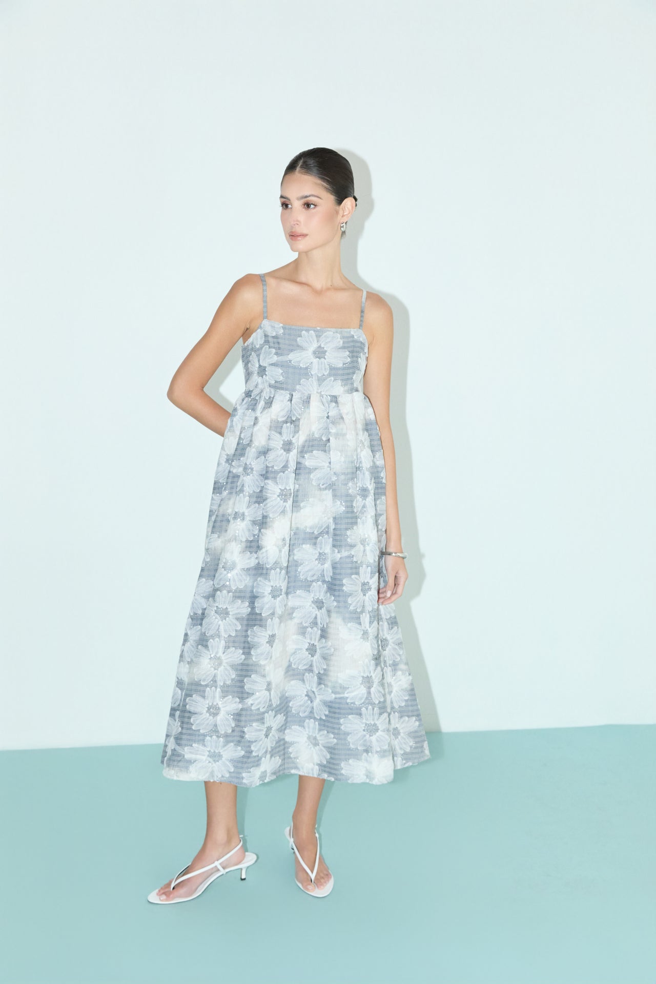ENGLISH FACTORY - Floral Embroidery Sleeveless Midi Dress - DRESSES available at Objectrare