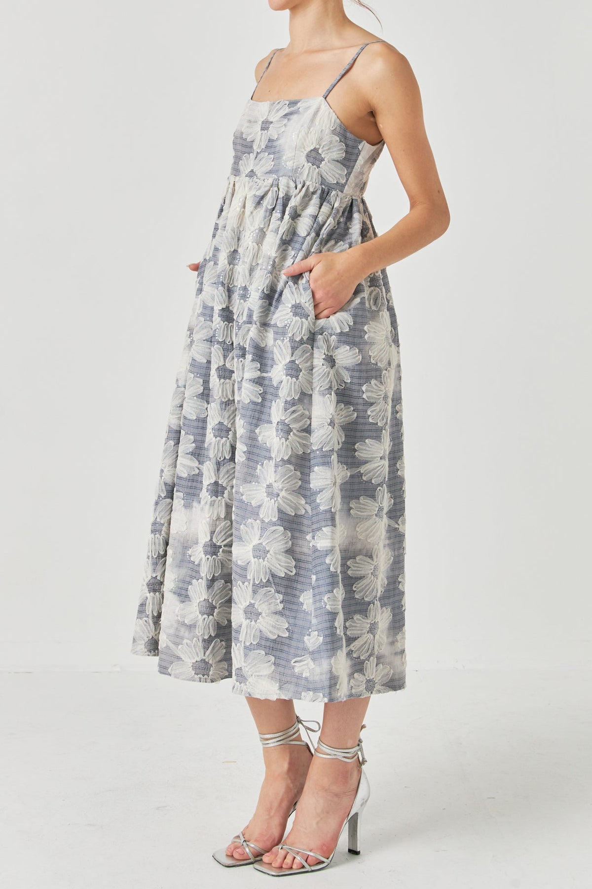 ENGLISH FACTORY - Floral Embroidery Sleeveless Midi Dress - DRESSES available at Objectrare