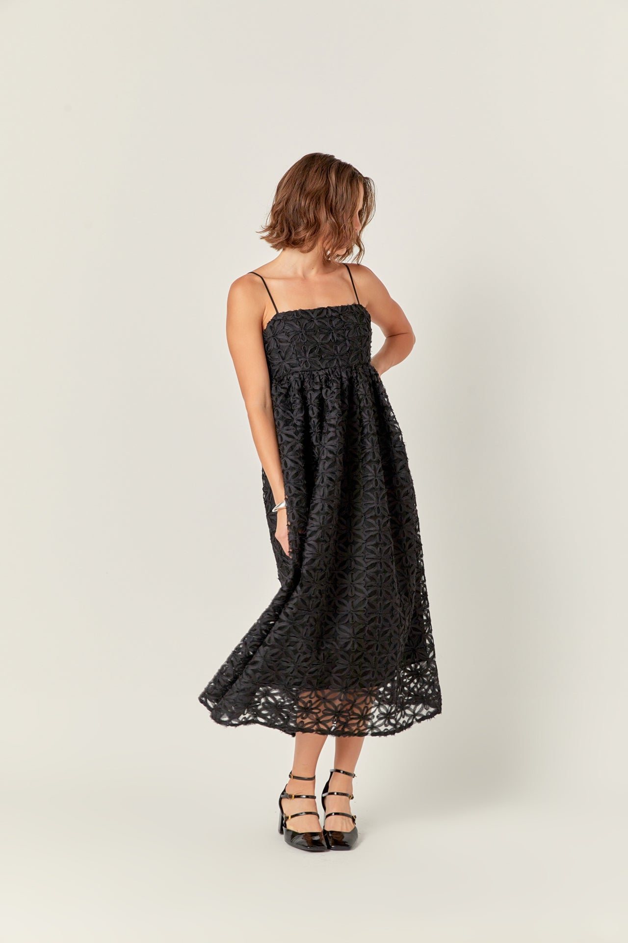 ENGLISH FACTORY - Floral Embroidery Sleeveless Midi Dress - DRESSES available at Objectrare