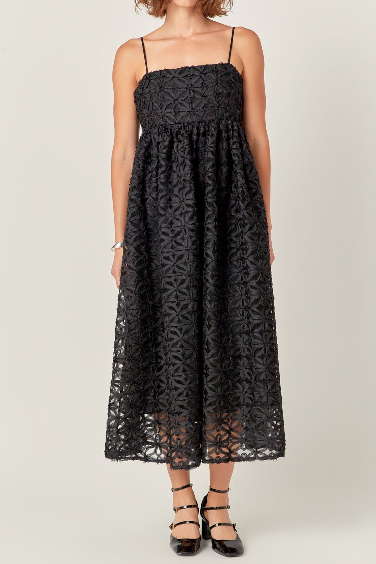 ENGLISH FACTORY - Floral Embroidery Sleeveless Midi Dress - DRESSES available at Objectrare