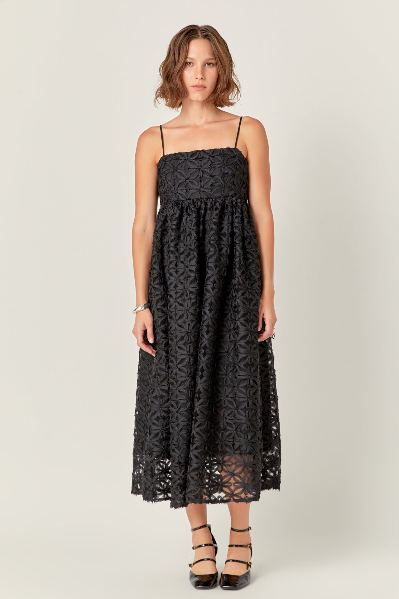 ENGLISH FACTORY - Floral Embroidery Sleeveless Midi Dress - DRESSES available at Objectrare