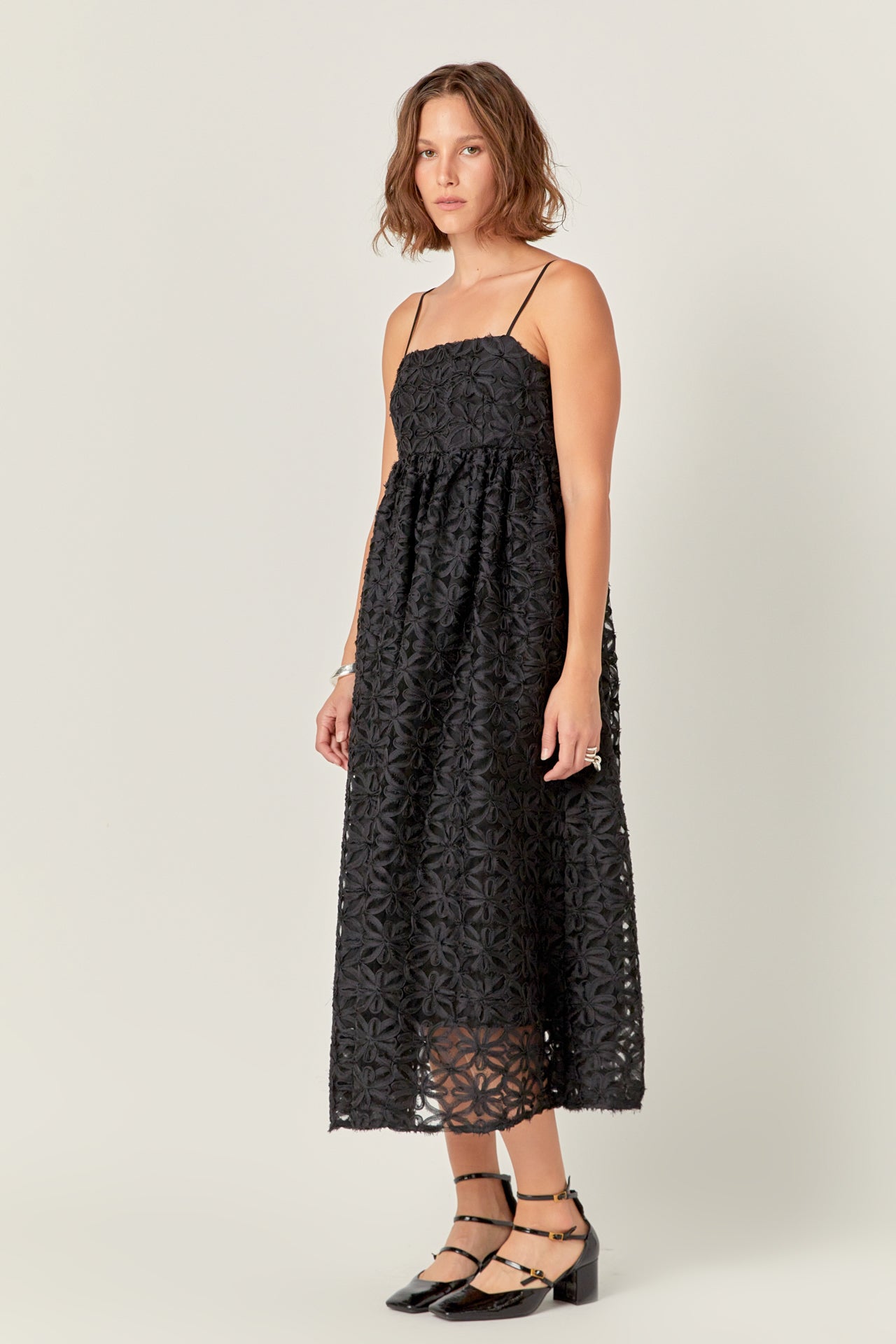 ENGLISH FACTORY - Floral Embroidery Sleeveless Midi Dress - DRESSES available at Objectrare