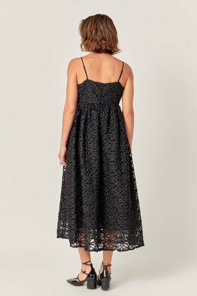 ENGLISH FACTORY - Floral Embroidery Sleeveless Midi Dress - DRESSES available at Objectrare