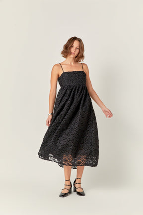 ENGLISH FACTORY - Floral Embroidery Sleeveless Midi Dress - DRESSES available at Objectrare