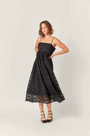 ENGLISH FACTORY - Floral Embroidery Sleeveless Midi Dress - DRESSES available at Objectrare