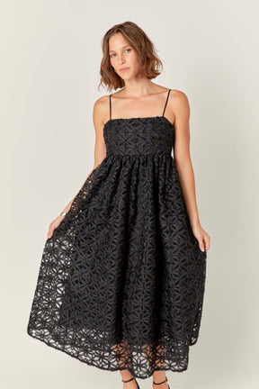 ENGLISH FACTORY - Floral Embroidery Sleeveless Midi Dress - DRESSES available at Objectrare