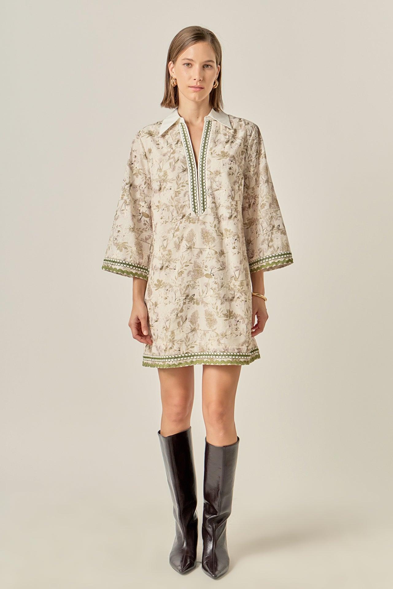 Floral Embroidery Mini Dress Floral Embroidery Mini Dress