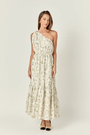 ENGLISH FACTORY - Floral Embroidery One Shoulder Maxi Dress - DRESSES available at Objectrare