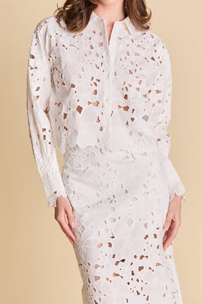 ENDLESS ROSE - Lace Button-Up Top - TOPS available at Objectrare