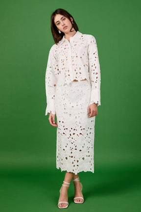 ENDLESS ROSE - Lace Button-Up Top - TOPS available at Objectrare