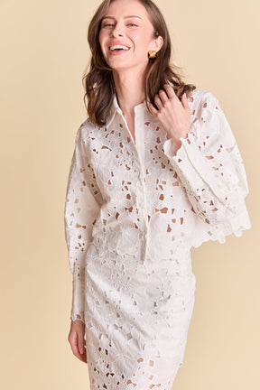 ENDLESS ROSE - Lace Button-Up Top - TOPS available at Objectrare