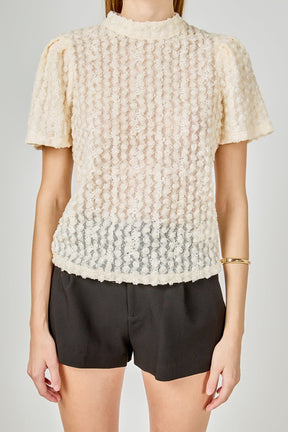 ENDLESS ROSE - Textured Mock Neck Top - TOPS available at Objectrare