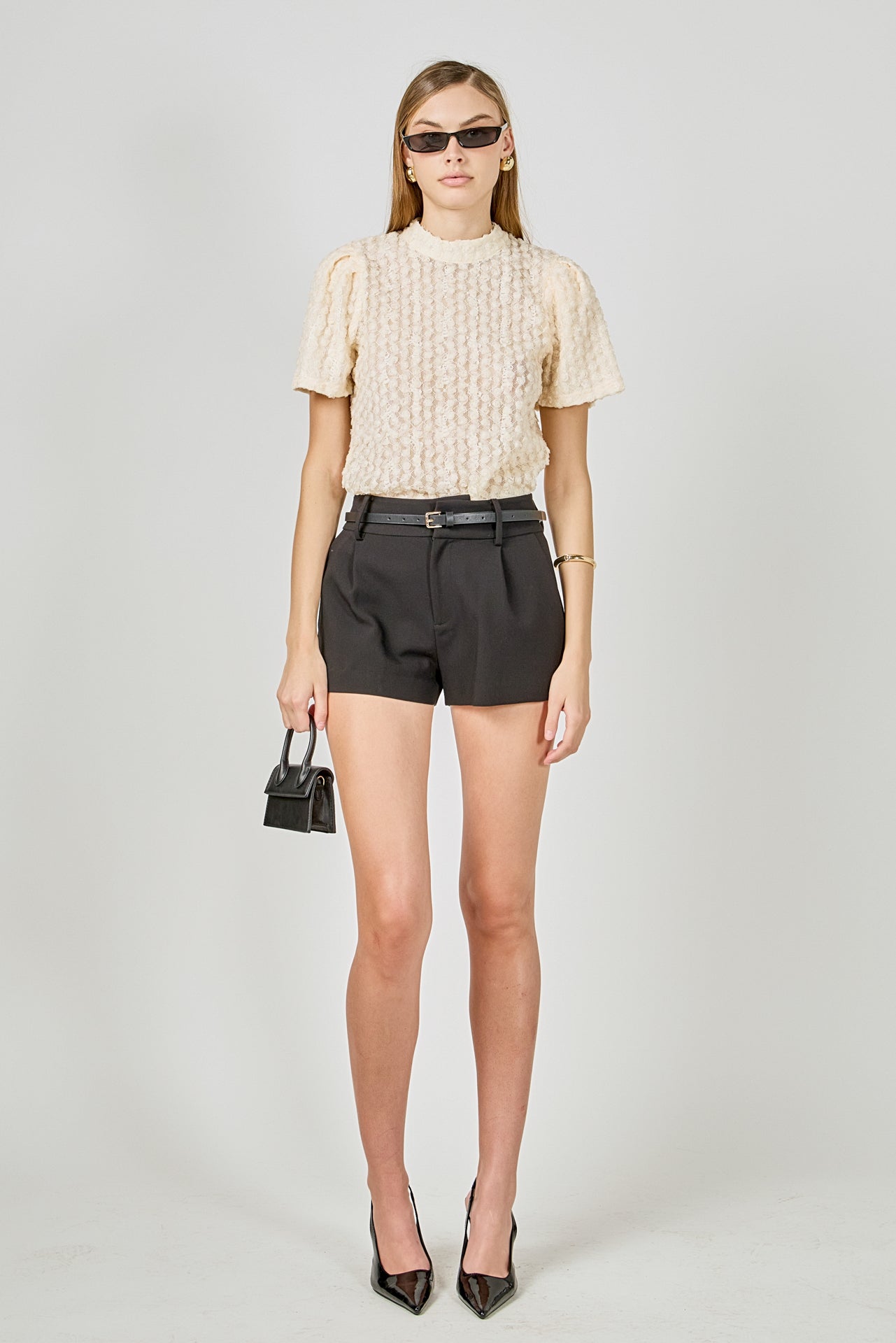 ENDLESS ROSE - Textured Mock Neck Top - TOPS available at Objectrare