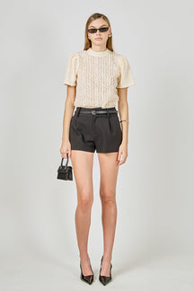 ENDLESS ROSE - Textured Mock Neck Top - TOPS available at Objectrare