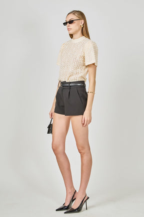 ENDLESS ROSE - Textured Mock Neck Top - TOPS available at Objectrare