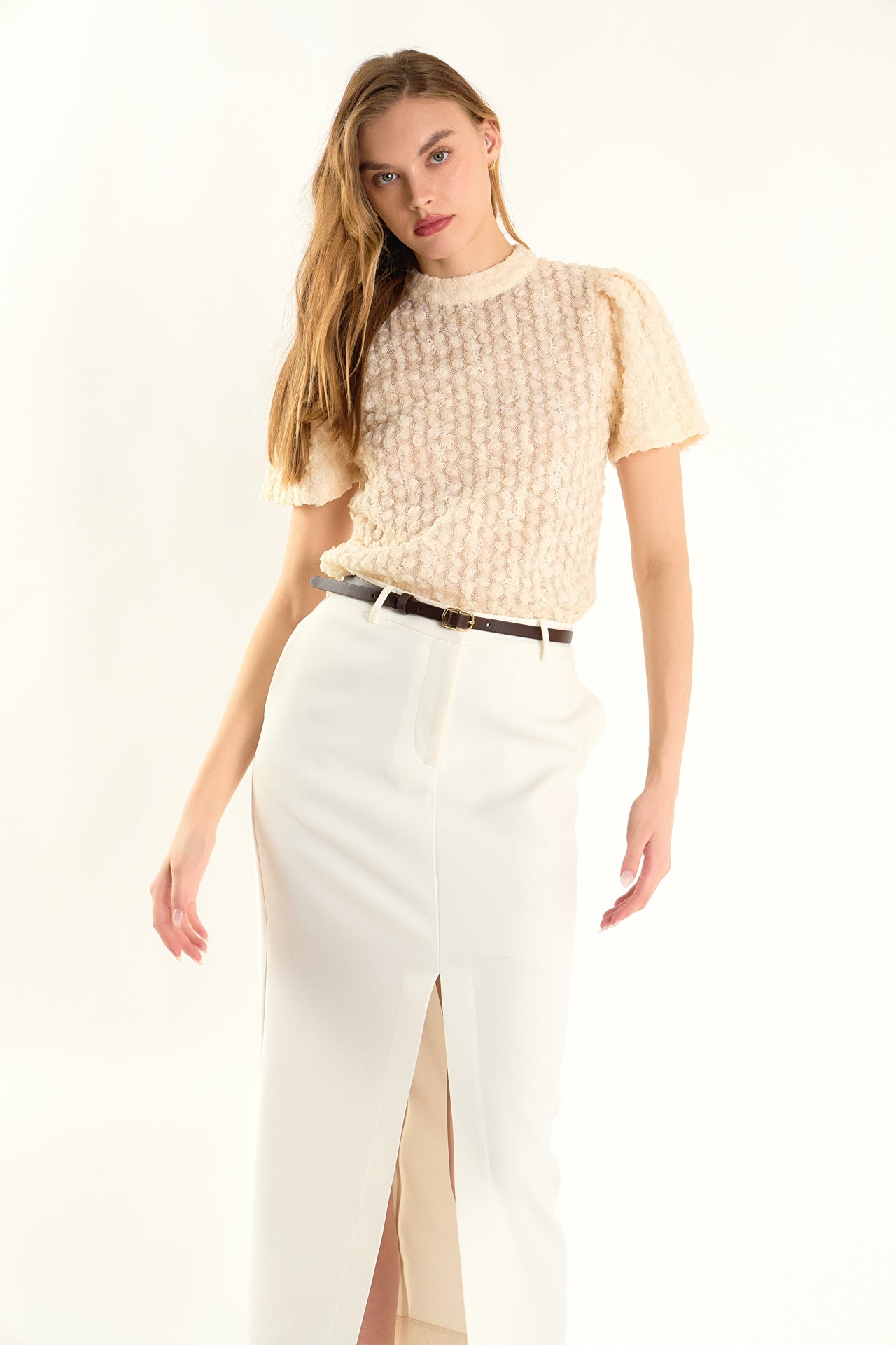 ENDLESS ROSE - Textured Mock Neck Top - TOPS available at Objectrare