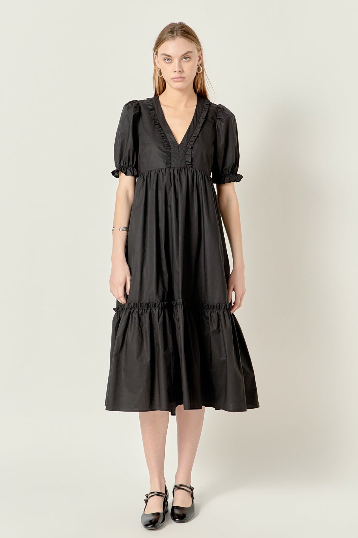 ENGLISH FACTORY - Solid Tiered Midi Dress - DRESSES available at Objectrare