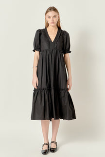 ENGLISH FACTORY - Solid Tiered Midi Dress - DRESSES available at Objectrare