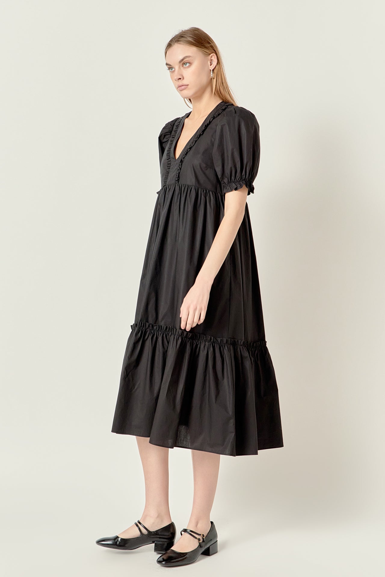 ENGLISH FACTORY - Solid Tiered Midi Dress - DRESSES available at Objectrare